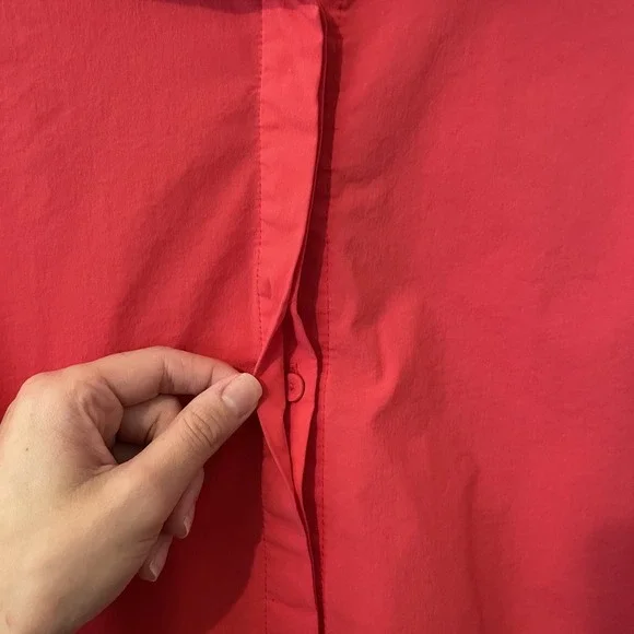 Tuckernuck Sleeveless Charlie Dress Shirt‎ Dress Red Coral Size L Collar Classic - Picture 7 of 10